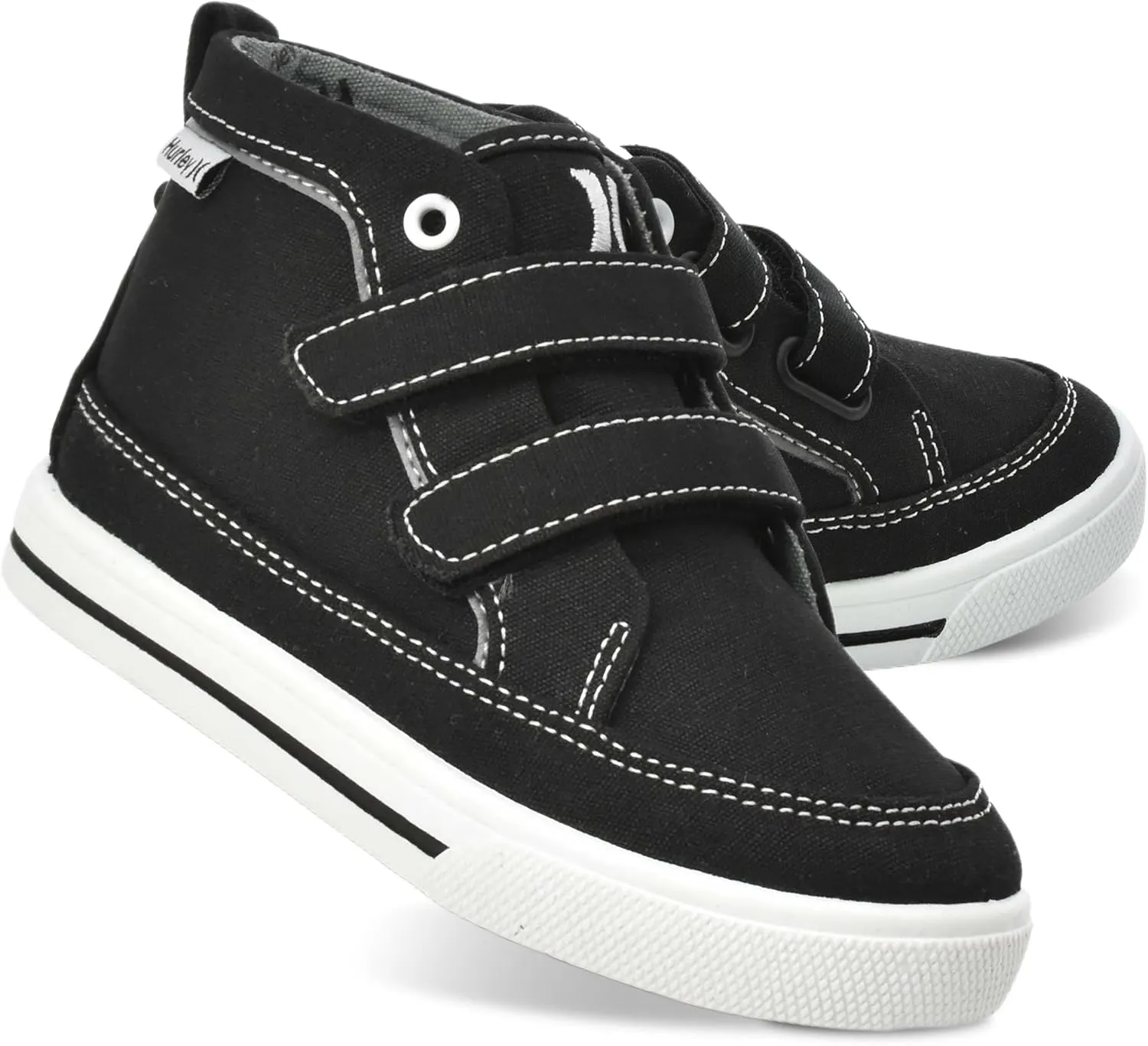 Hurley Kids Toddler and Little Kids Tedd Canvas Sneakers with Straps High Cut Skateboarding Shoes for Boys and Girls, Durable Shoes for School