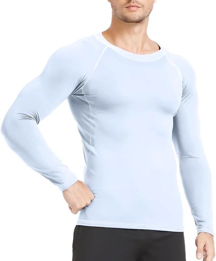 HYCOPROT Compression Shirts for Men Athletic Long Sleeve Base Layer Workout Rash Guard Shirt