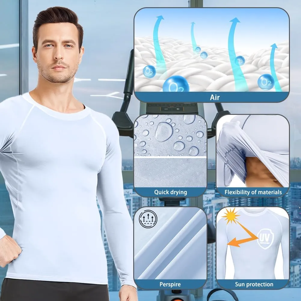 HYCOPROT Compression Shirts for Men Athletic Long Sleeve Base Layer Workout Rash Guard Shirt
