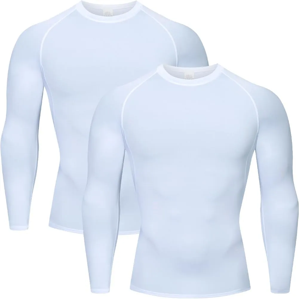 HYCOPROT Compression Shirts for Men Athletic Long Sleeve Base Layer Workout Rash Guard Shirt
