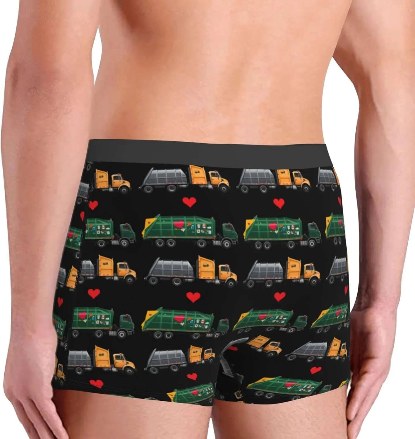 I Love Garbage Trucks Men Workout Boxer Briefs Elastic Waistband Moisture Wicking Gym Shorts Print Breathable Pants