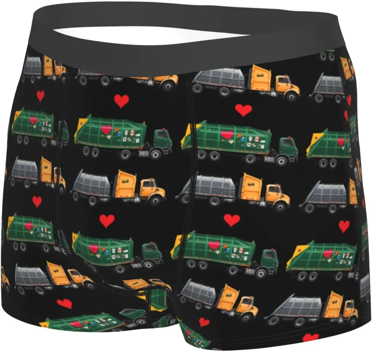 I Love Garbage Trucks Men Workout Boxer Briefs Elastic Waistband Moisture Wicking Gym Shorts Print Breathable Pants
