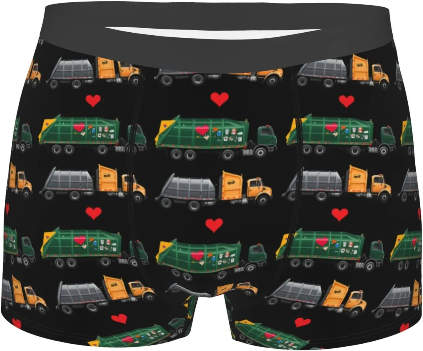 I Love Garbage Trucks Men Workout Boxer Briefs Elastic Waistband Moisture Wicking Gym Shorts Print Breathable Pants