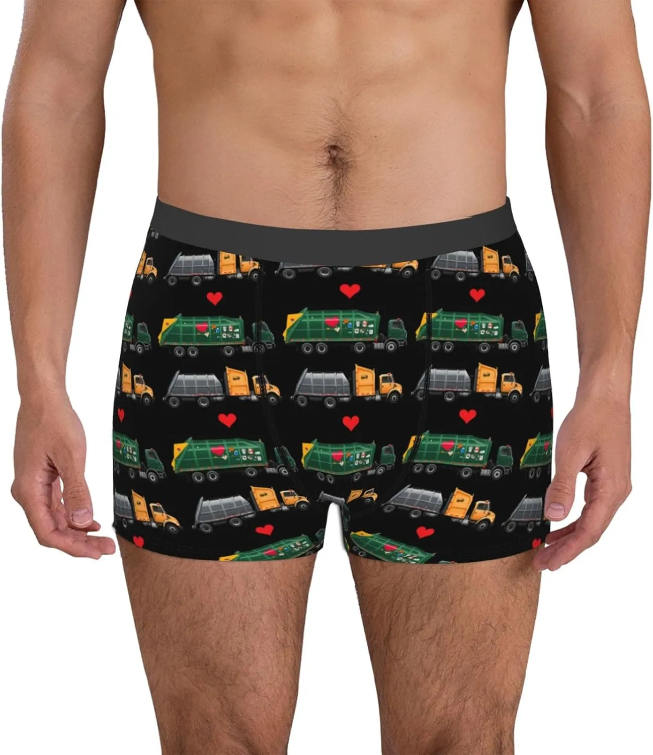 I Love Garbage Trucks Men Workout Boxer Briefs Elastic Waistband Moisture Wicking Gym Shorts Print Breathable Pants