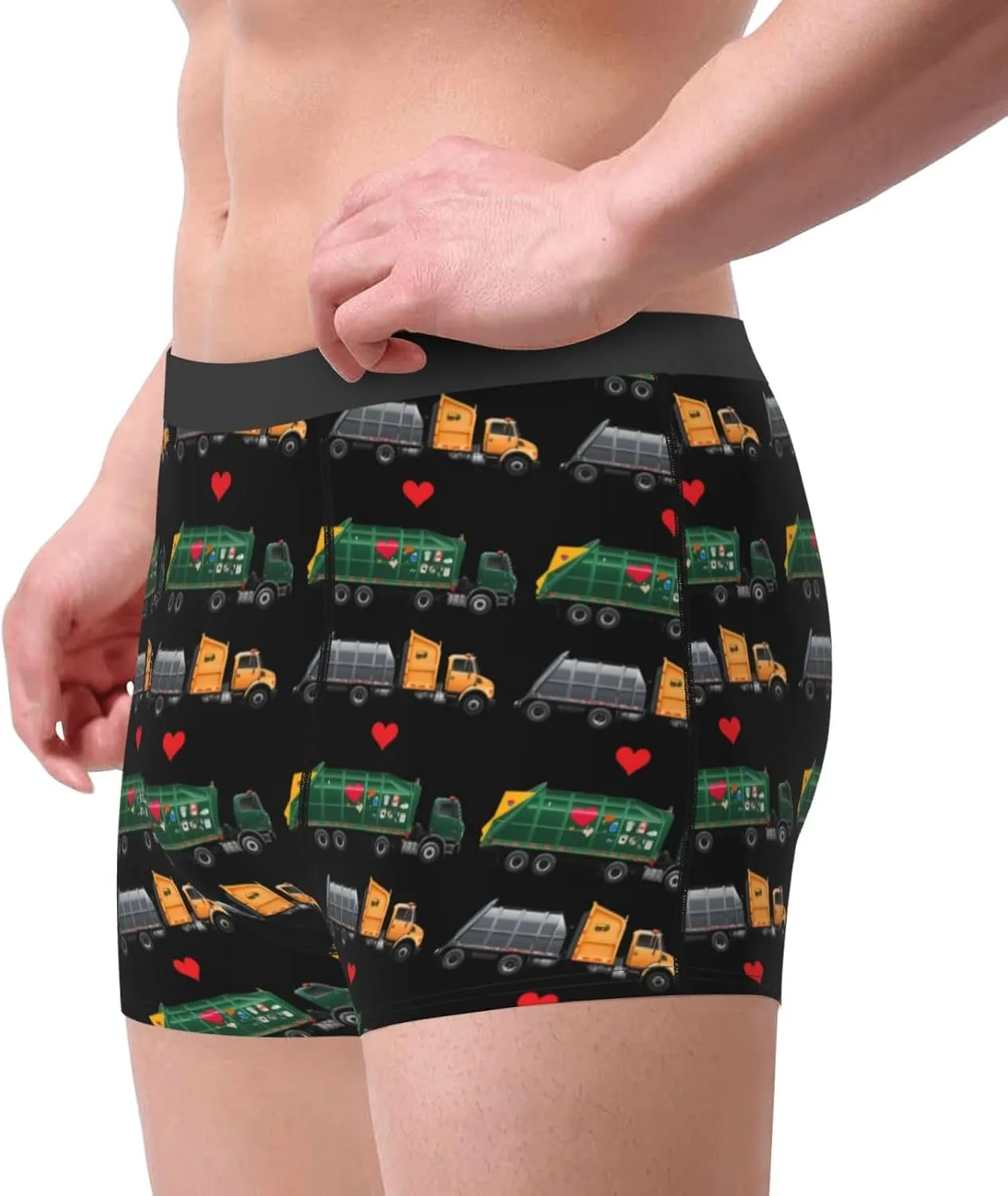 I Love Garbage Trucks Men Workout Boxer Briefs Elastic Waistband Moisture Wicking Gym Shorts Print Breathable Pants