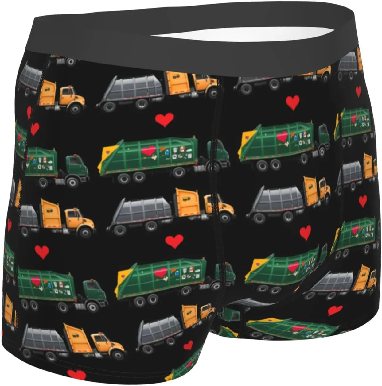 I Love Garbage Trucks Men Workout Boxer Briefs Elastic Waistband Moisture Wicking Gym Shorts Print Breathable Pants