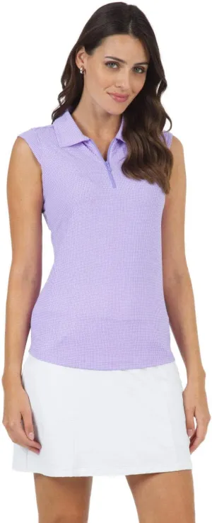 IBKUL Athleisure Wear Sun Protective UPF50  Icefil Cooling Tech Mini Check Sleeveless Polo – 14754