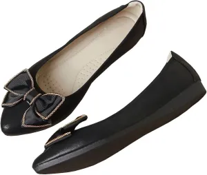 INEELUYI Women's Slip on Foldable Ballet Flats Bow Pointy Toe Comfortable Walking Flat Shoes