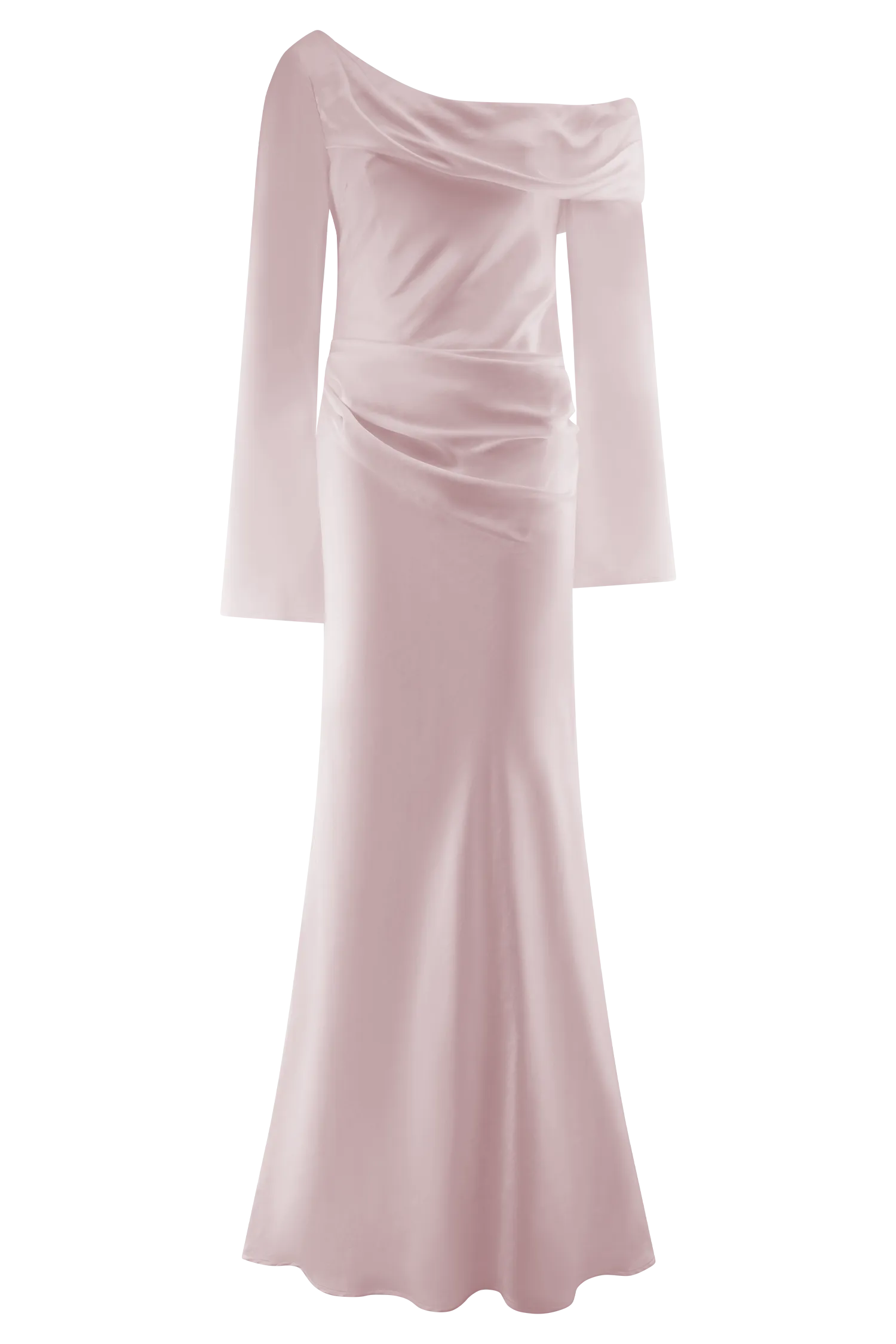 Iris Long Sleeve Satin Maxi Dress - Soft Pink