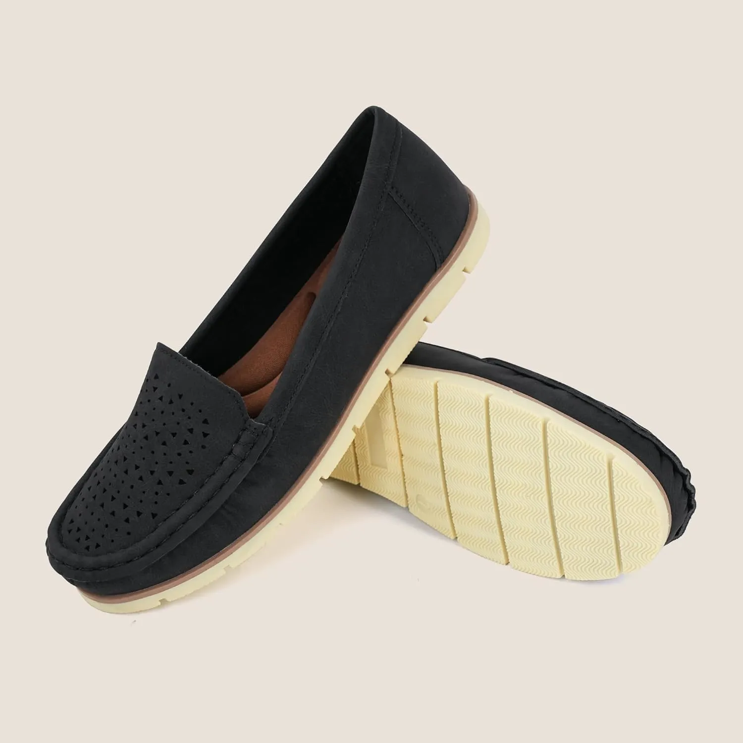 JABASIC Womens Penny Loafers Breathable Slip on Flat Shoes Moccasins