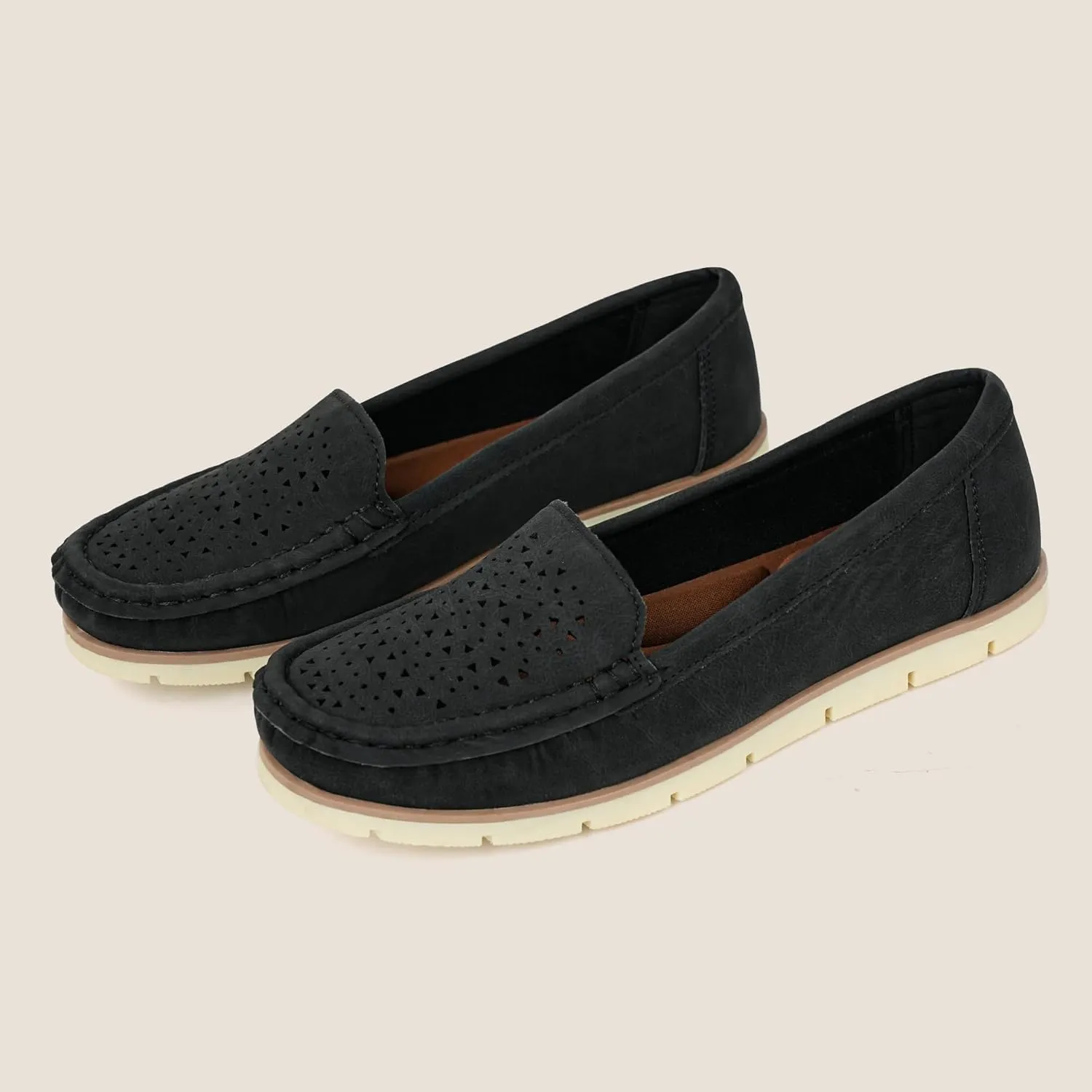 JABASIC Womens Penny Loafers Breathable Slip on Flat Shoes Moccasins