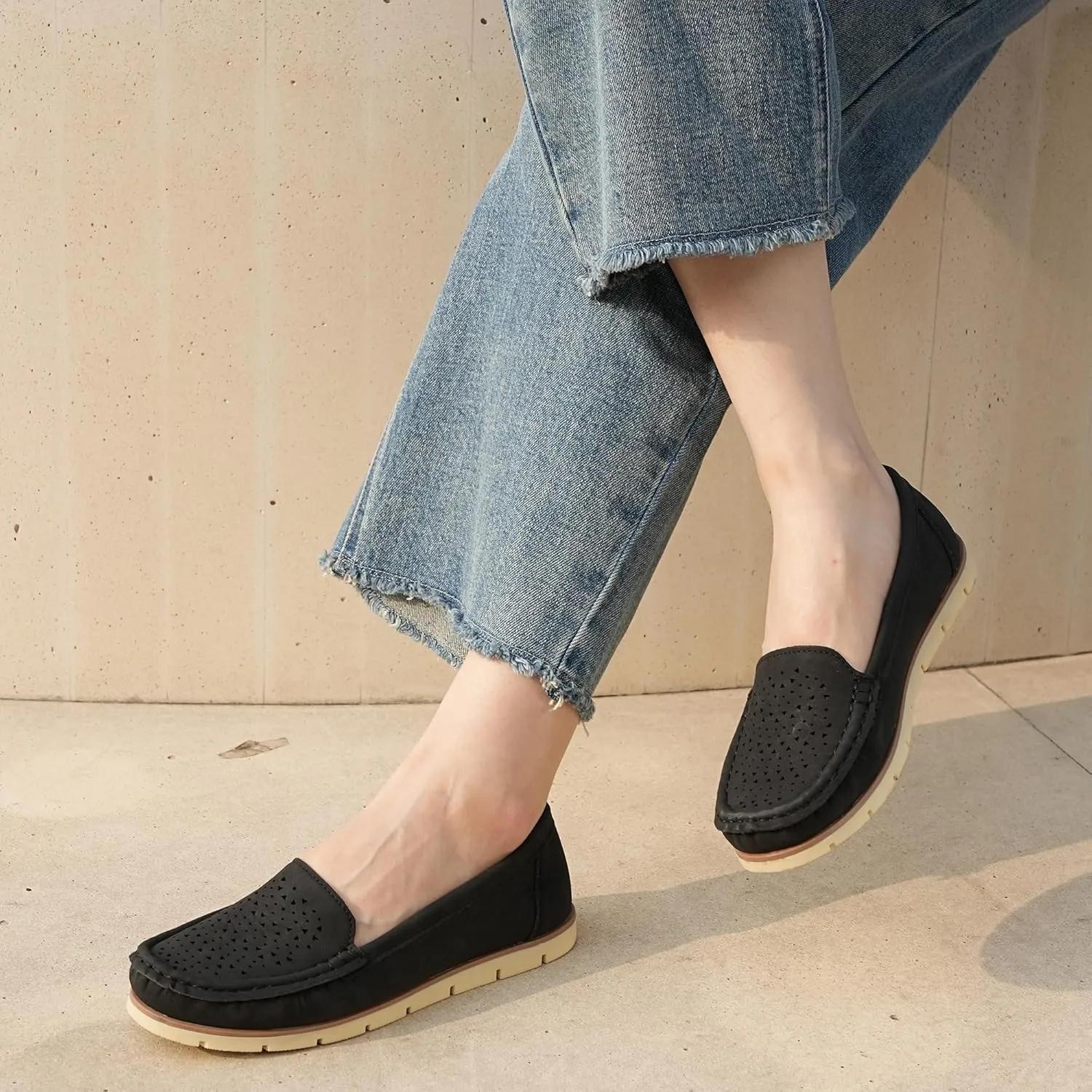 JABASIC Womens Penny Loafers Breathable Slip on Flat Shoes Moccasins