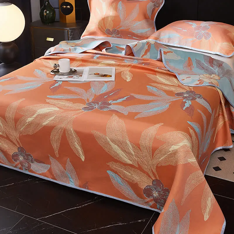 Jacquard Leaf Reversible Breathable Coverlet