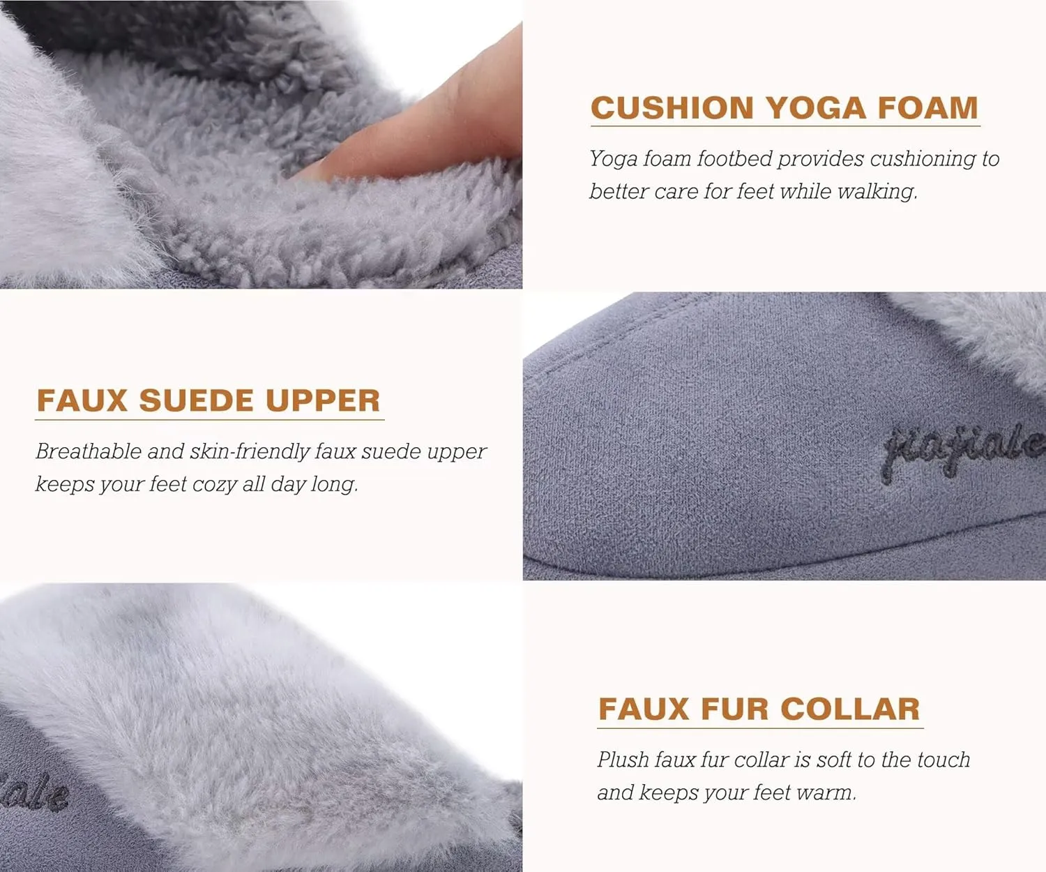 jiajiale Womens Fuzzy Slippers Platform Thick Cushion Comfy Warm Shearling Lined Scuff Slipper Ladies House Shoes Indoor Outdoor Hard Rubber Sole