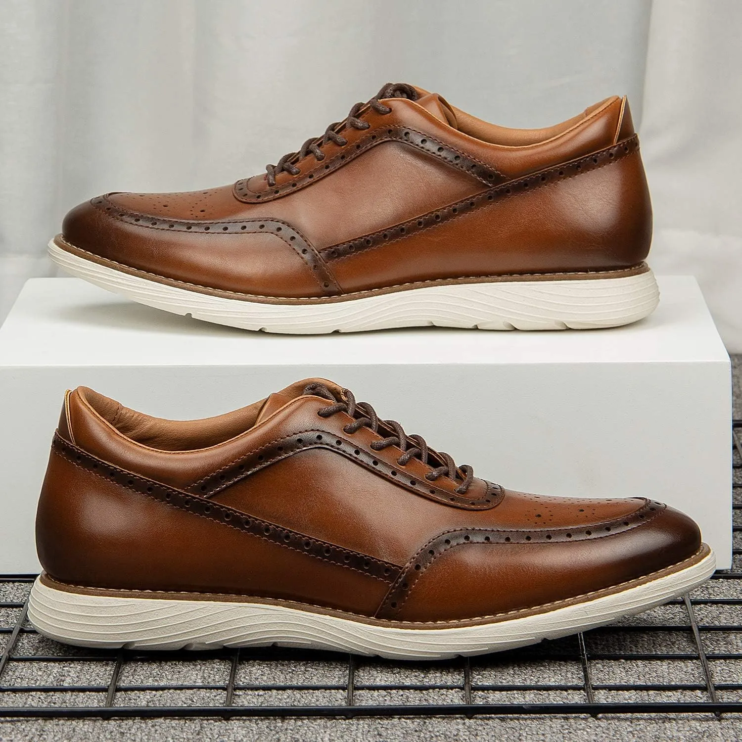 JITAI Men's Oxford Shoes,Dress Shoes Lace-up Wingtip Brogue Shoe Mens Lightweight Fashion Shoes.