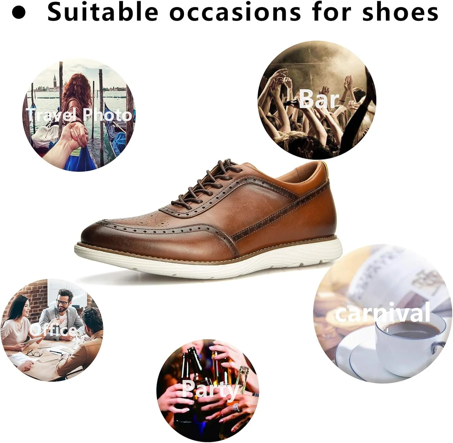 JITAI Men's Oxford Shoes,Dress Shoes Lace-up Wingtip Brogue Shoe Mens Lightweight Fashion Shoes.