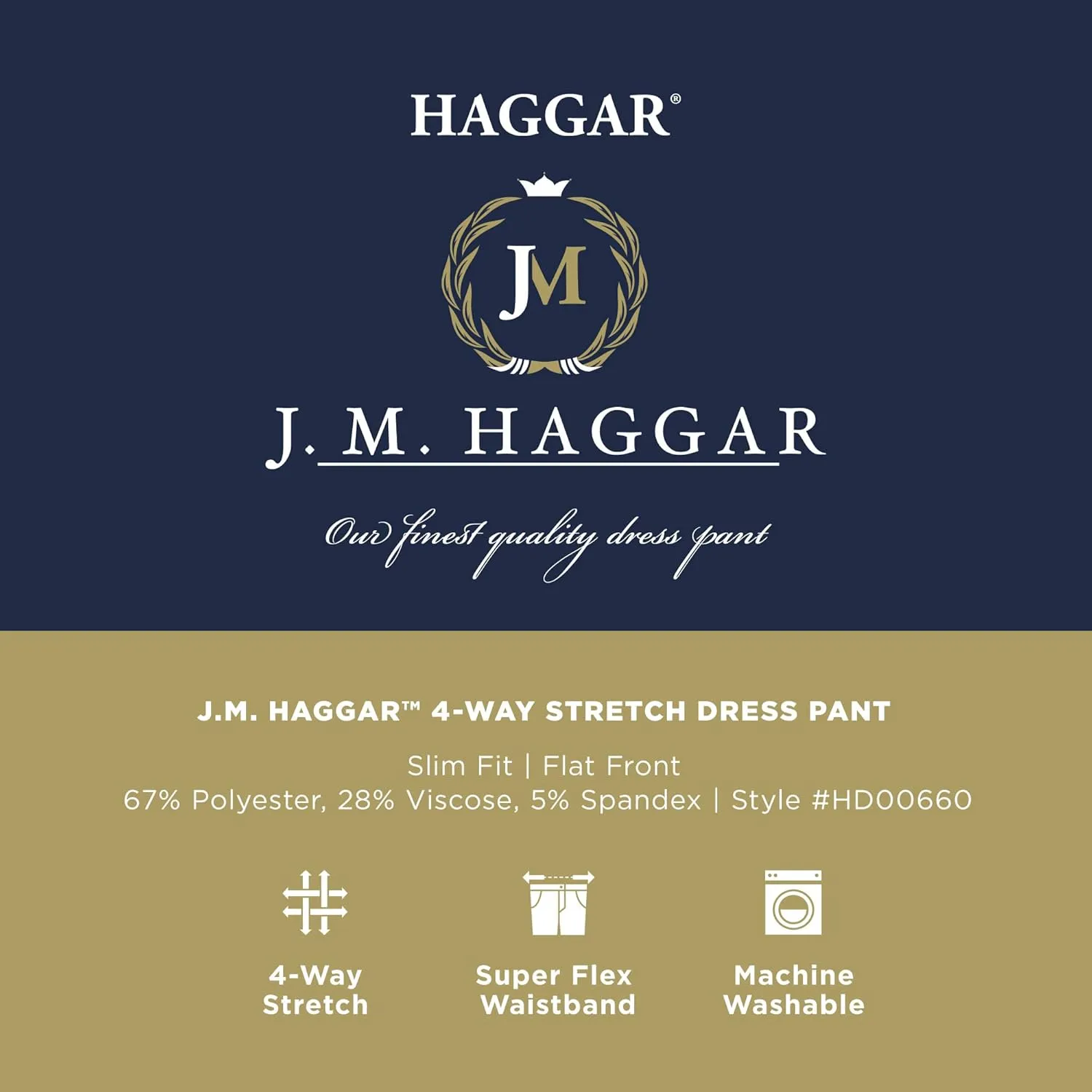 J.M. Haggar Men's 4 Way Stretch Slim Fit Flat Front Dress Pant