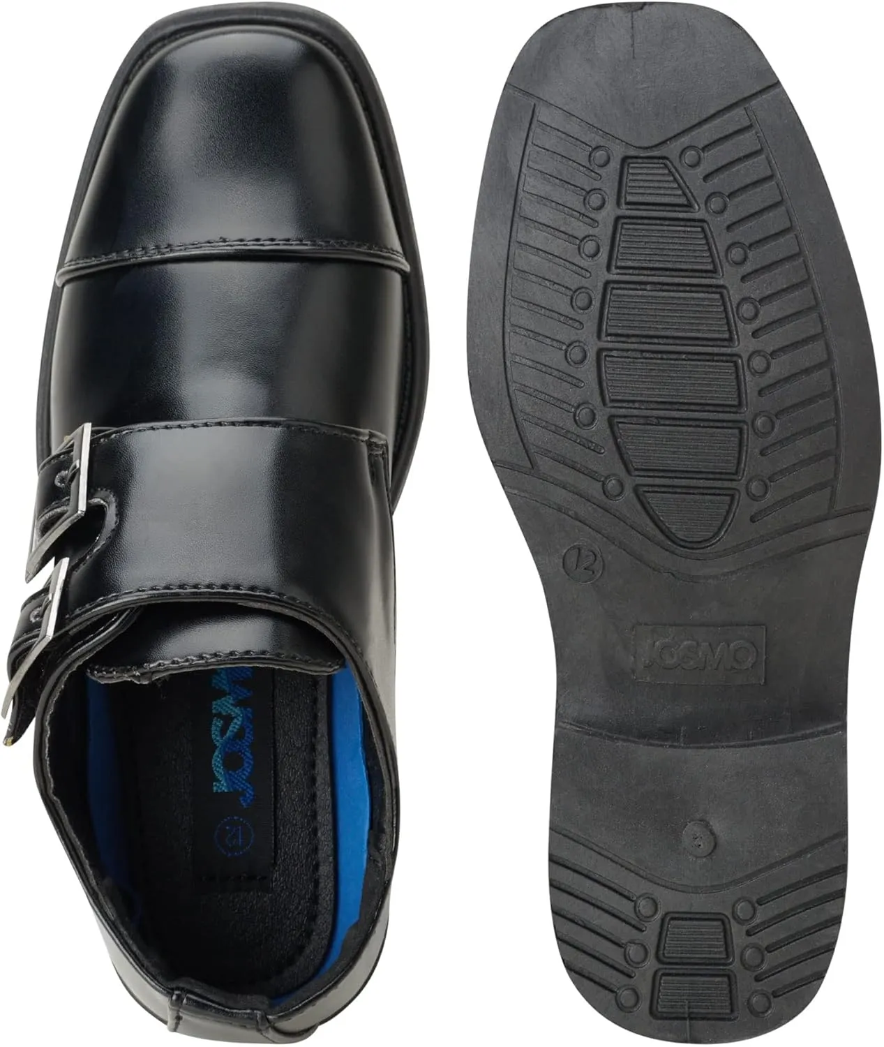 Josmo Boy’s Dress Shoes – Hook and Loop Double Monk Strap Cap Toe Oxford Loafers (Little Kid/Big Kid)
