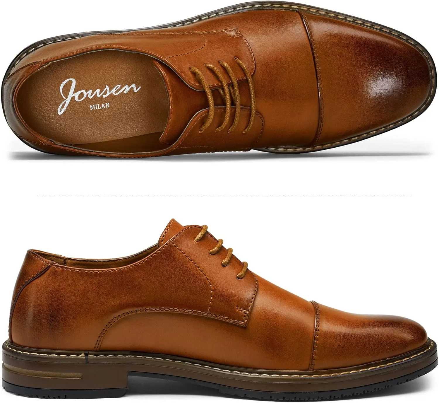Jousen Men's Dress Shoes Classic Oxfords Formal Business Shoes Modern Derby Oxford