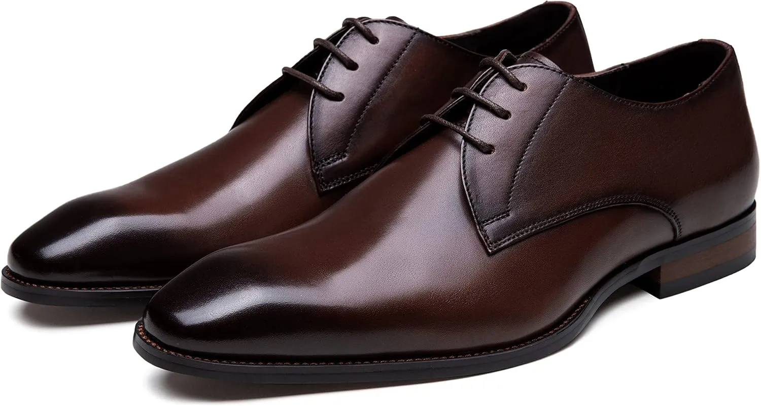 Jousen Men's Dress Shoes Leather Formal Business Oxford Derby Shoes Brogue Wingtip Retro Dress Shoes for Men
