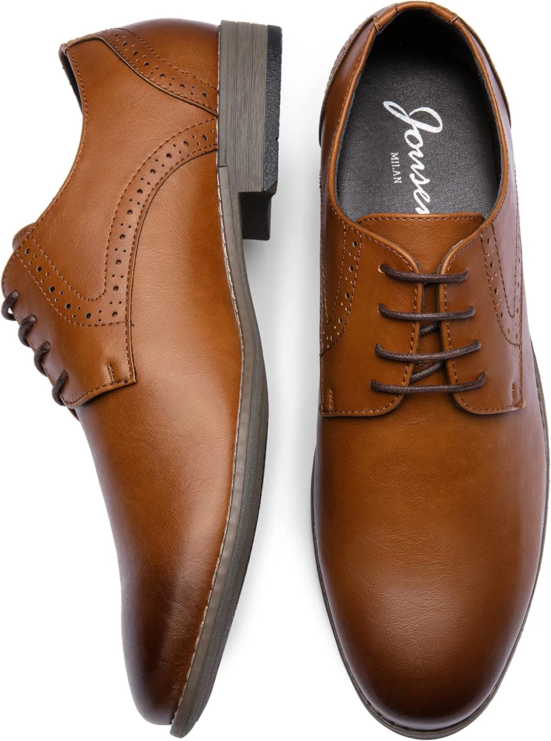 Jousen Men's Oxford Plain Toe Dress Shoes Classic Formal Derby Shoes