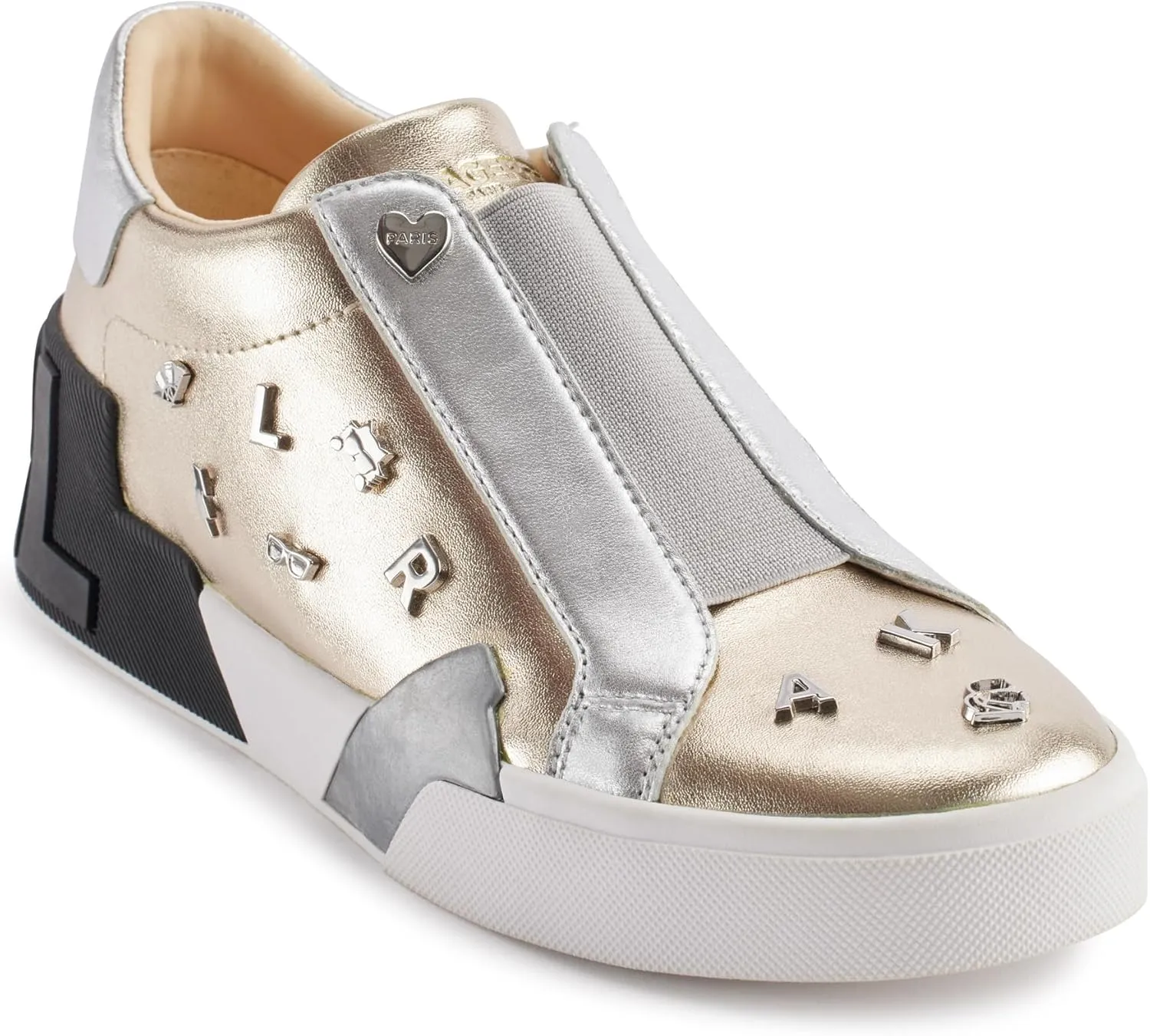 KARL LAGERFELD womens Mavise Pins Everyday Lace Up Sneaker