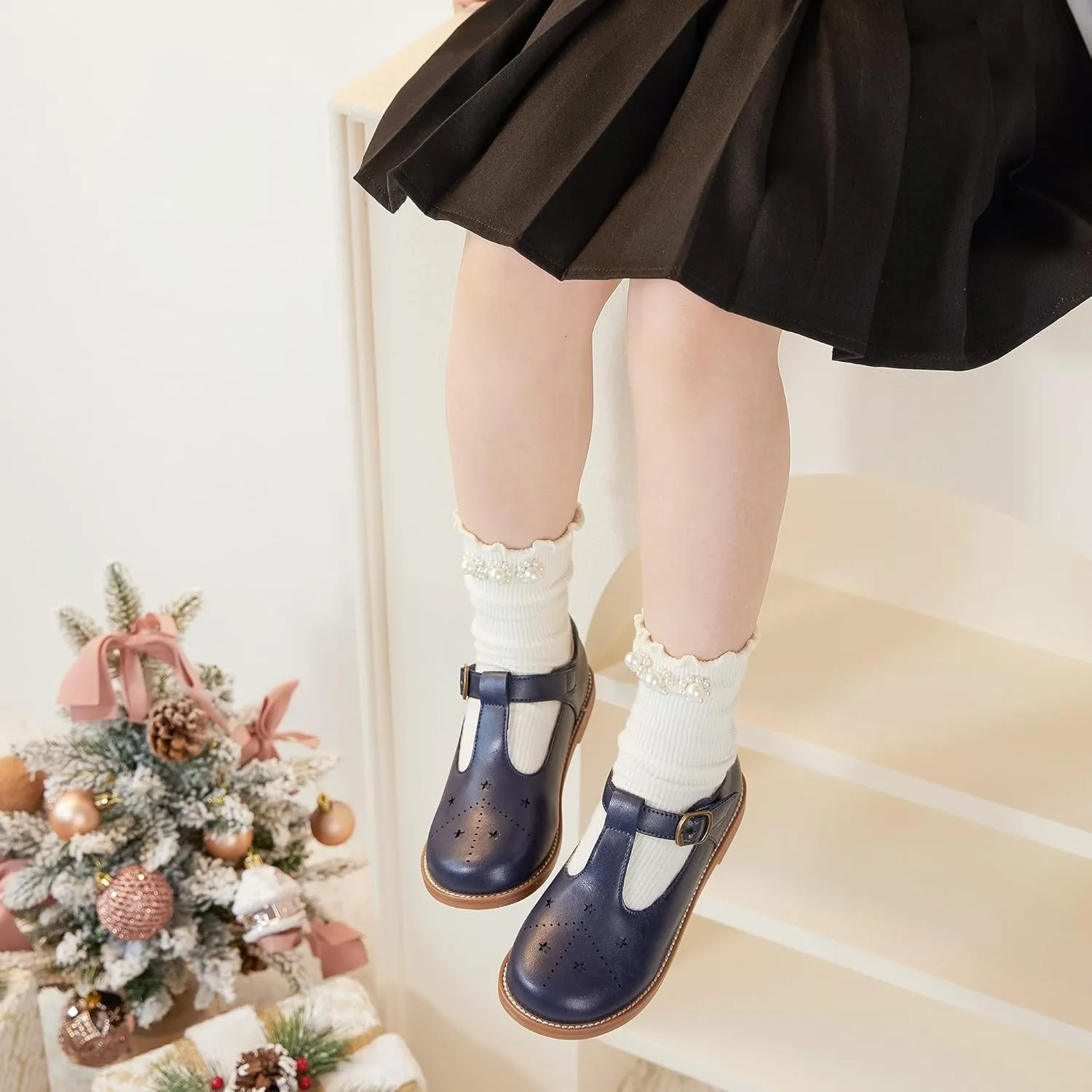 Kiderence Toddler Little Girls Mary Jane Dress Shoes School Oxford for Girls Flats