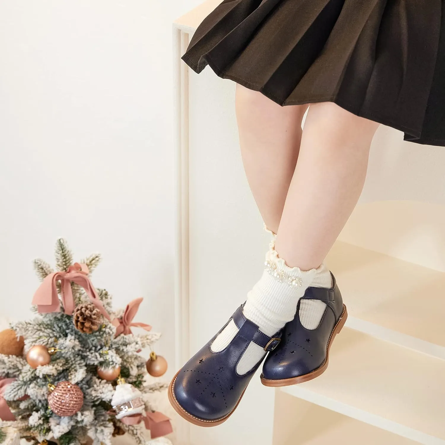 Kiderence Toddler Little Girls Mary Jane Dress Shoes School Oxford for Girls Flats