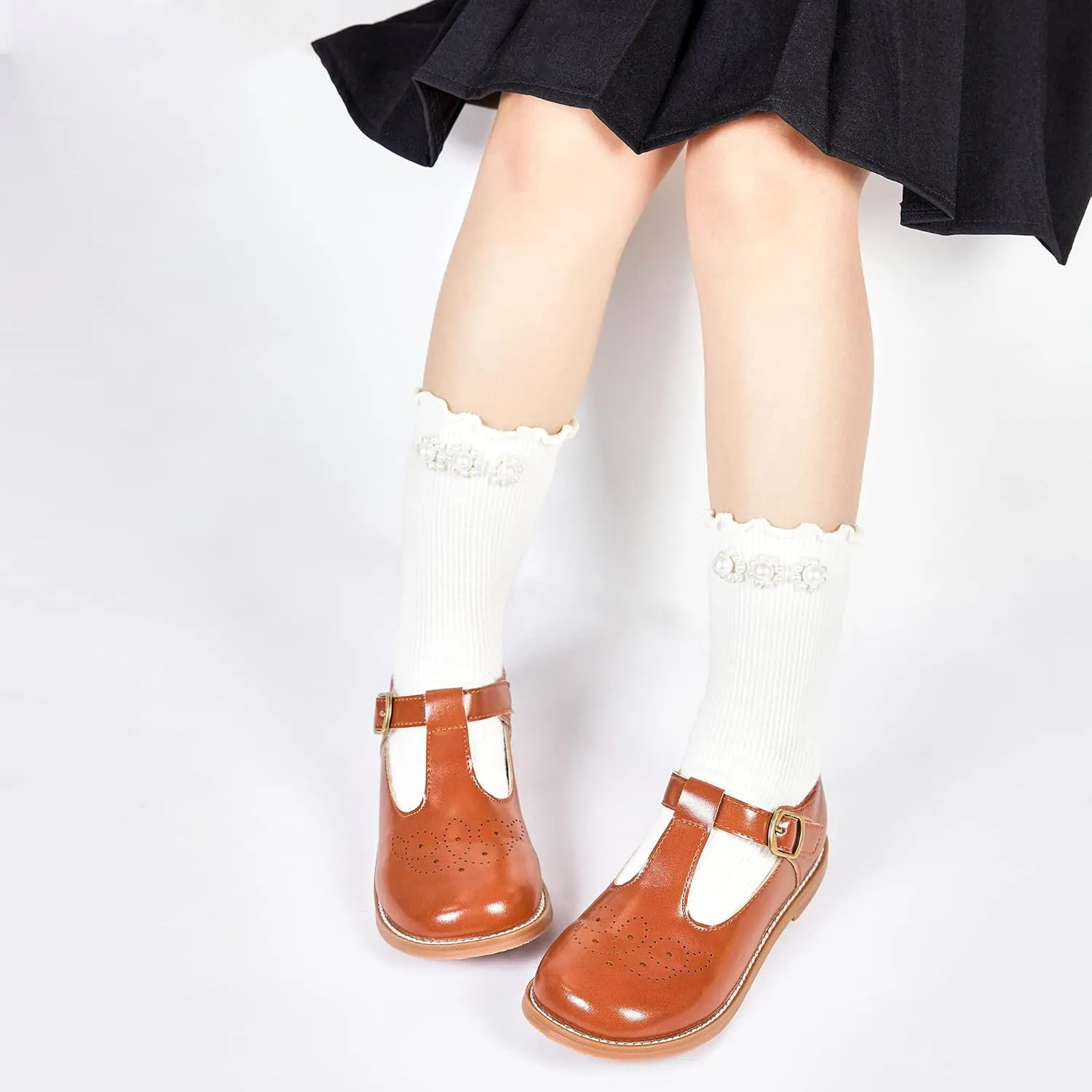 Kiderence Toddler Little Girls Mary Jane Dress Shoes School Oxford for Girls Flats