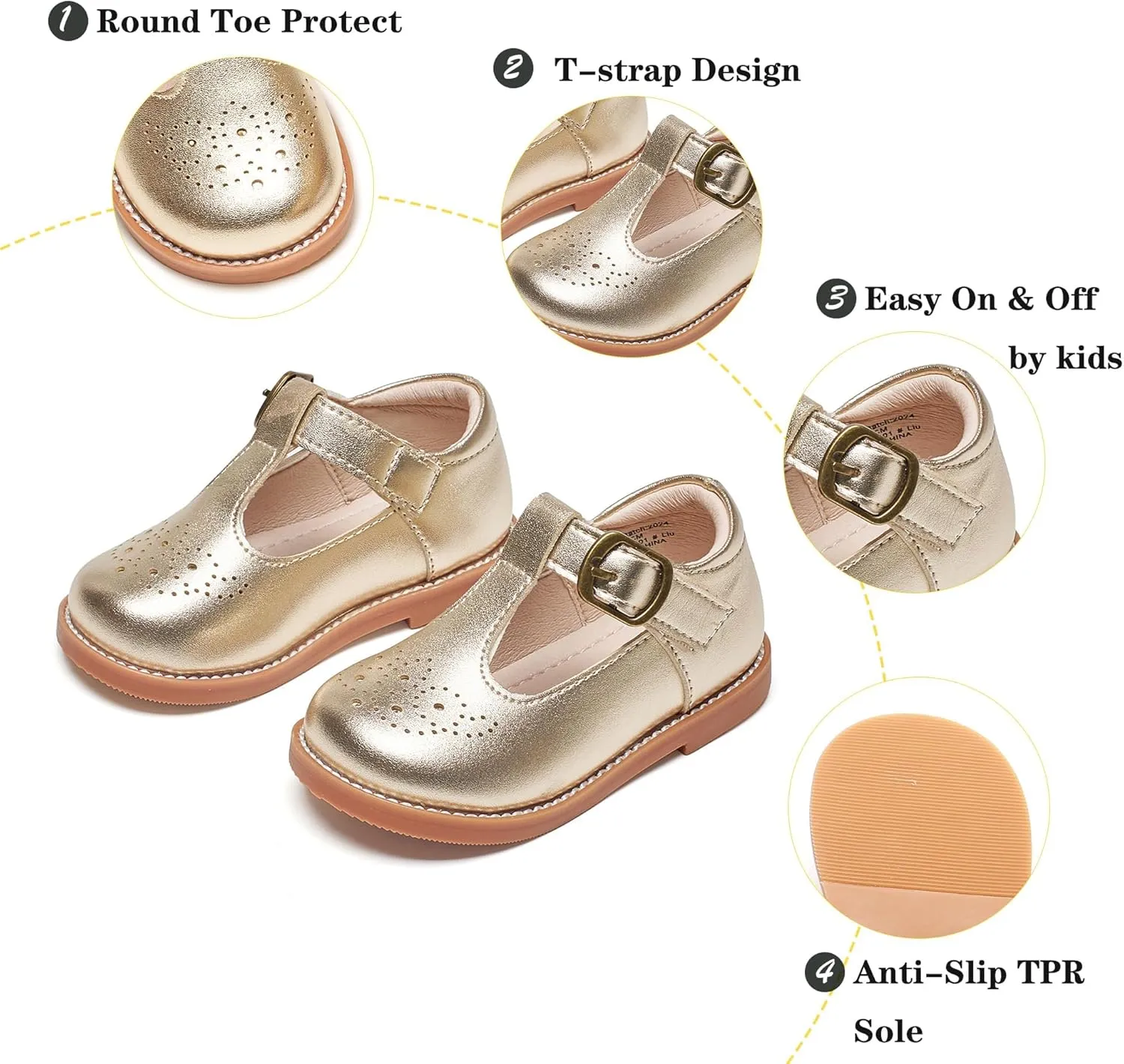 Kiderence Toddler Little Girls Mary Jane Dress Shoes School Oxford for Girls Flats