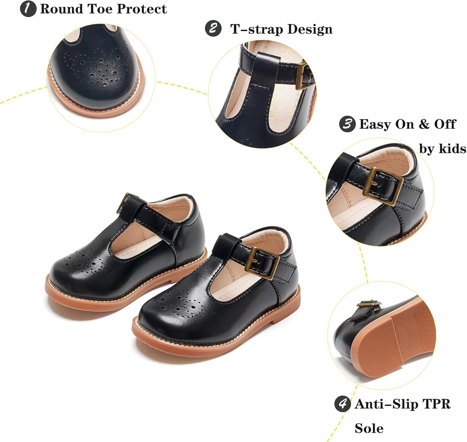 Kiderence Toddler Little Girls Mary Jane Dress Shoes School Oxford for Girls Flats