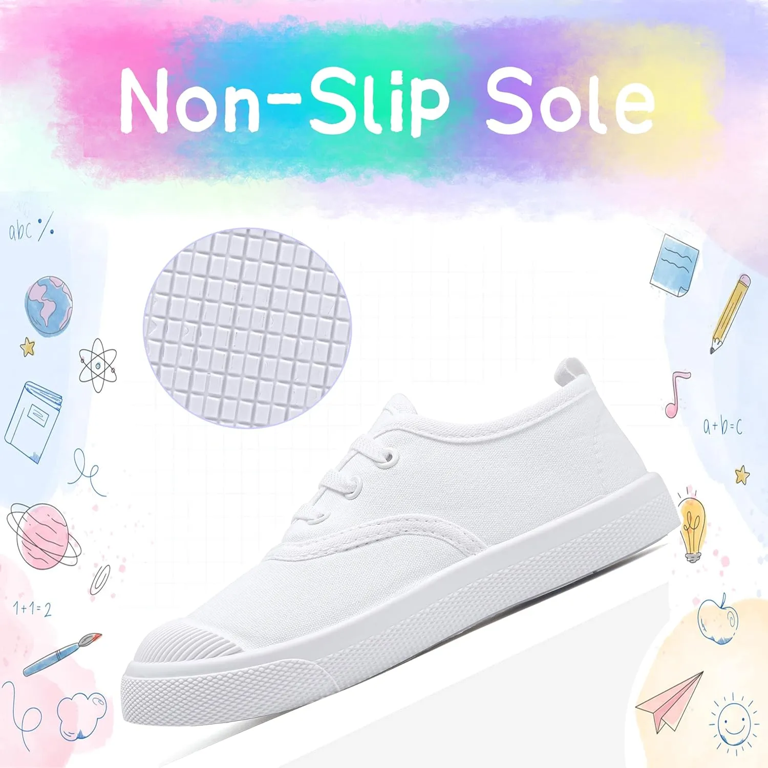 Kids White Shoes Toddlers Canvas Sneakers Slip-on Light Weight Comfortable Causal Running Shoes Skin-Friendly for Boys Girls