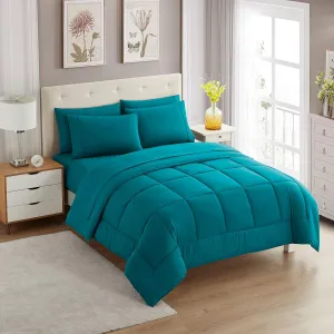 King Size Comforter Set with Sheets - 7-Piece Bedding Collection - 1 Comforter, 1 Fitted Sheet, 1 Flat, 4 Pillowcases - Deep Pocket - Soft & Breathable Premium Quality - Ideal for All Seasons, Teal