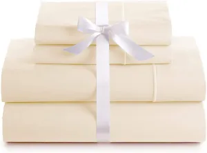 King Size Egyptian Cotton Sheets, Luxury 1000 Thread Count 4Pc King Size Sheets Set, Soft Certified Sateen Weave 16" Deep Pocket, Breathable Cooling Bedding King Sheets Set - Ivory