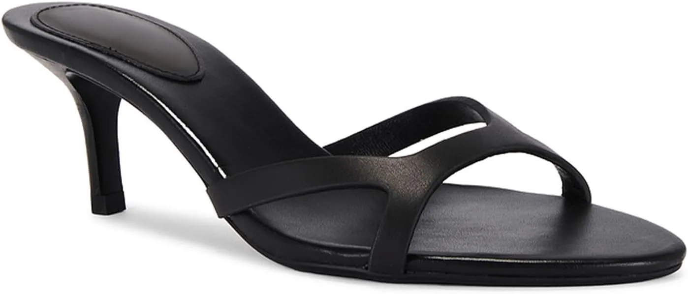 Kitten Heels for Women Single Strap Low Heel Open Toe Mule Shoes Non Slip Sandals