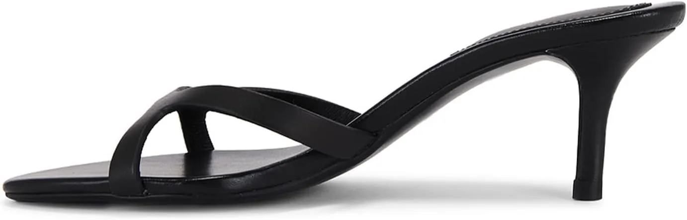 Kitten Heels for Women Single Strap Low Heel Open Toe Mule Shoes Non Slip Sandals