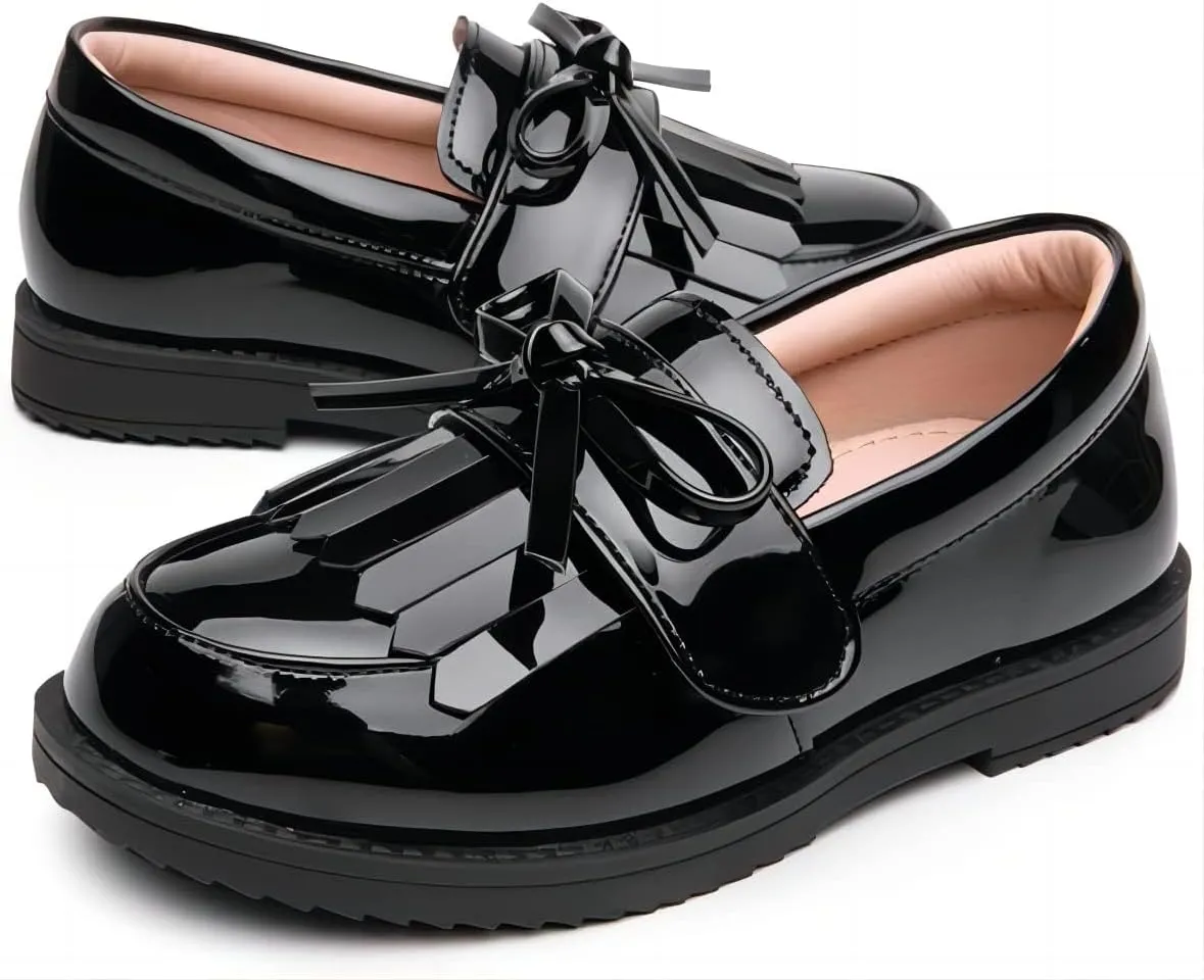 kkdom Girl's Classic Tassel School Uniform Shoes British Style Oxford Shoes