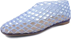 Kluolandi Clear Jelly Ballet Flats for Women Closed Toe Slip On Mesh Ballerina Shoes Breathable Summer Beach Sandals