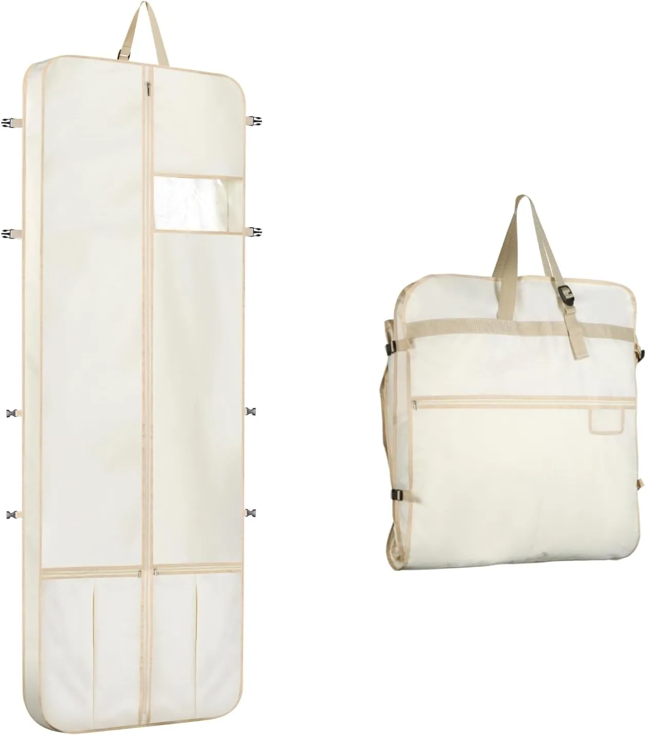 Kntiwiwo Wedding Dress Garment Bag 72" Dress Bags for Gowns Long with Accessories Pockets Bridal Garment Cover with Adjustable Handles for Wedding Dress, Prom Evening Gown