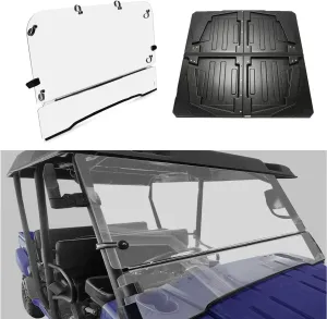 Kojem Clear Windshield   Hard Roof Top Compatible with 2005-2022 KAWASAKI MULE TRANS 3010 4000 4010 KAF620 KAF950 4 Seater Models 2005-2009 Polaris Ranger Crew 700 4PCS UTV