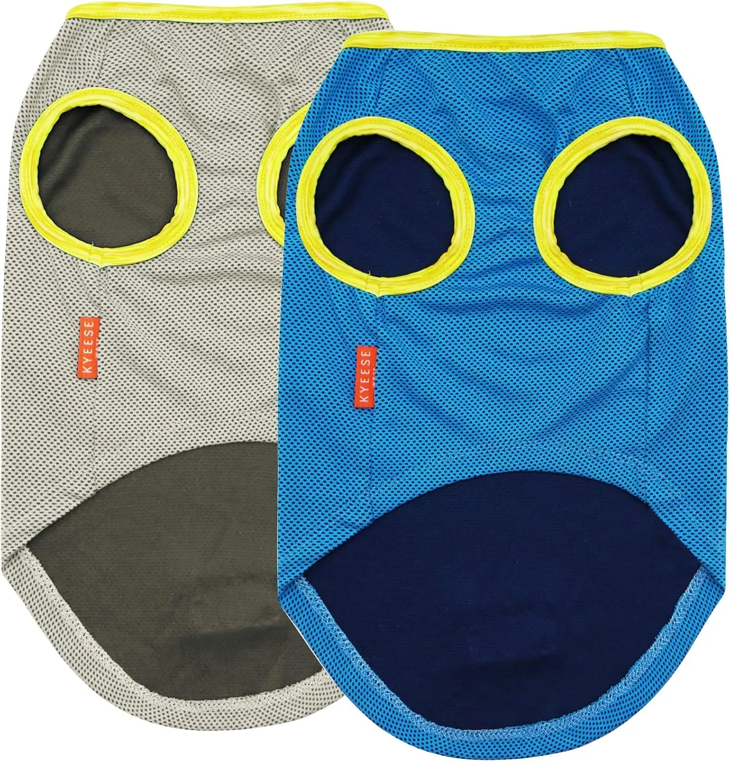 KYEESE 2 Pack Dog Cooling Shirts - Breathable Instant Cooling Vests, Lightweight for Summer Dog Apparel, Blue Grey, Medium