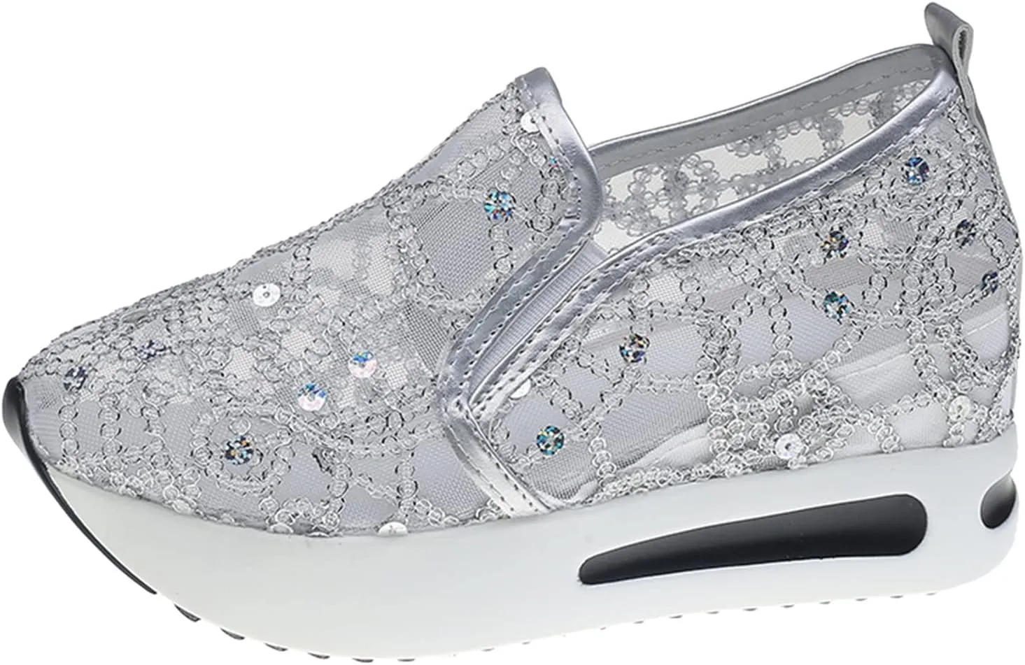 Ladies Fashion Breathable Knitted Mesh Pointed Flat Bottomed Casual Single Shoes Wedges Wide Feet