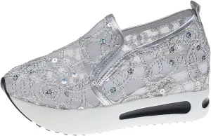 Ladies Fashion Breathable Knitted Mesh Pointed Flat Bottomed Casual Single Shoes Wedges Wide Feet