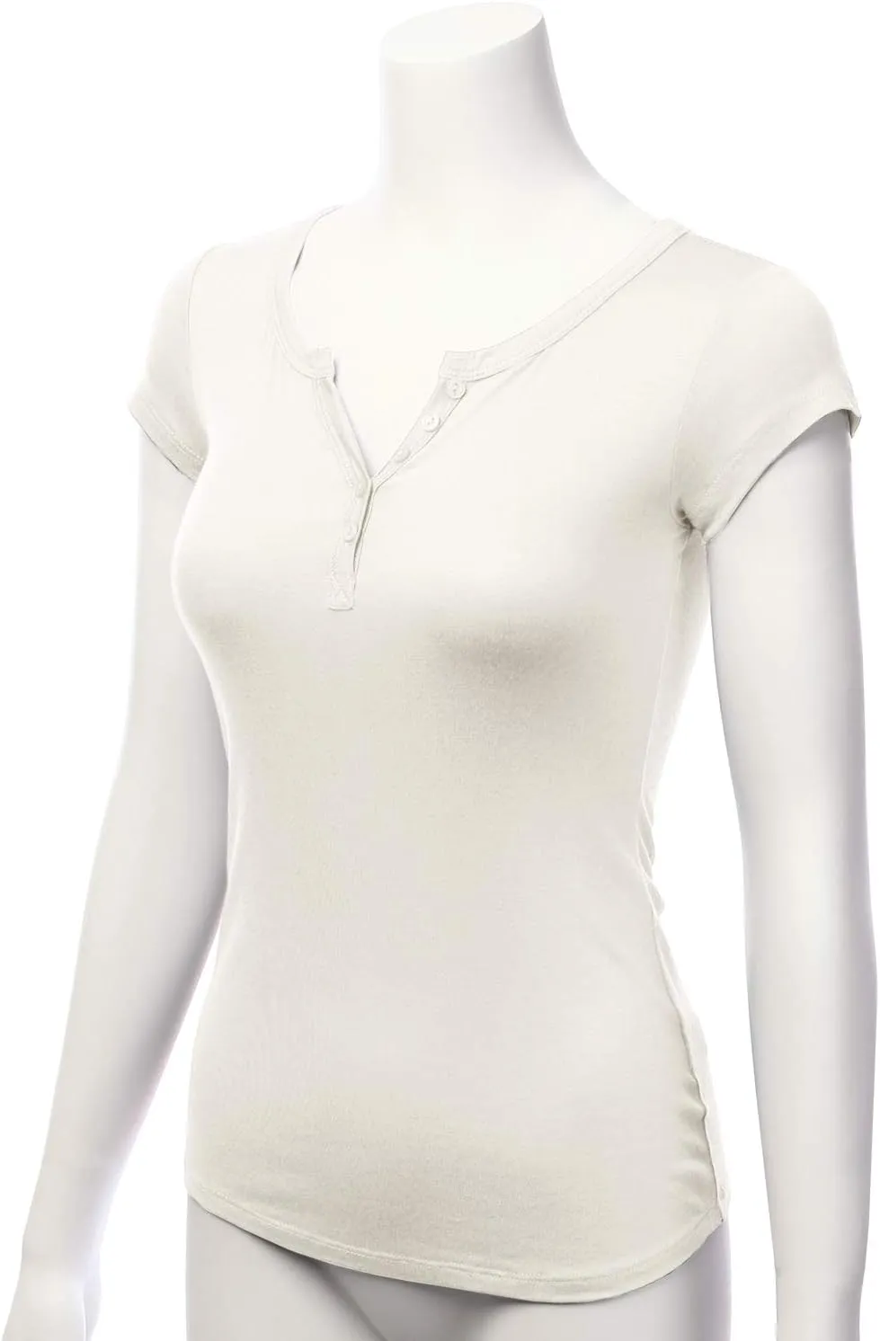 LALABEE Women's Deep V-Neck Short Sleeve Basic Henley Button T-Shirt for Women
