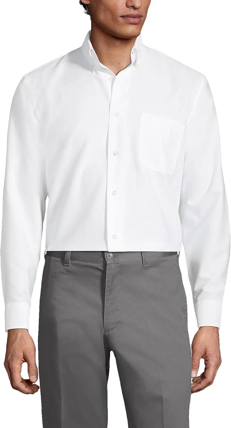 Lands' End School Uniform Men's Long Sleeve Oxford Dress Shirt
