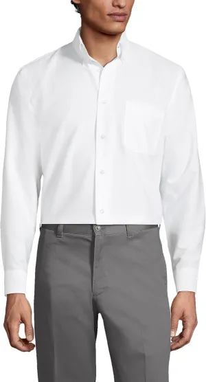 Lands' End School Uniform Men's Long Sleeve Oxford Dress Shirt