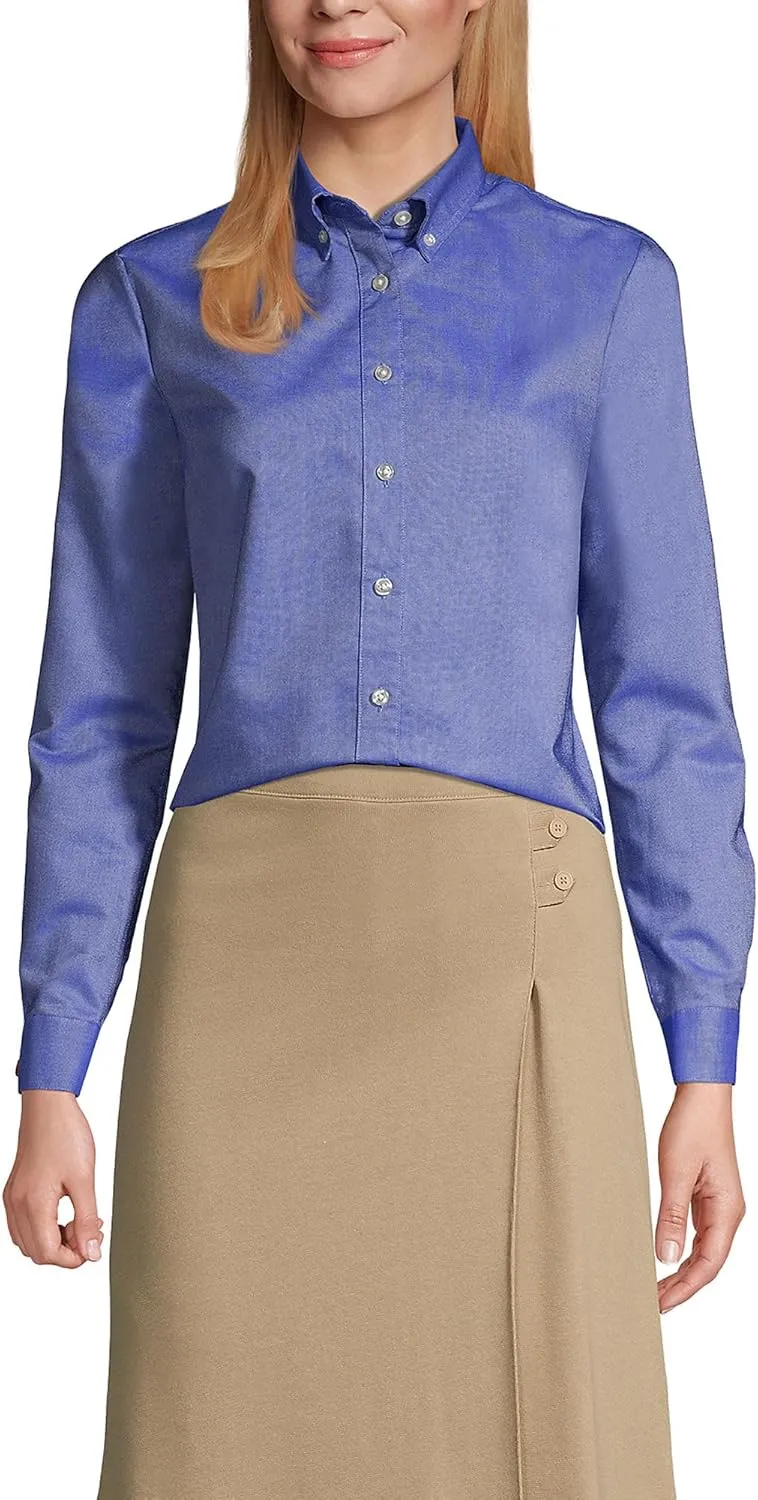 Lands' End School Uniform Women's Long Sleeve Oxford Dress Shirt