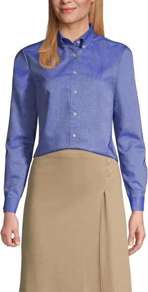 Lands' End School Uniform Women's Long Sleeve Oxford Dress Shirt