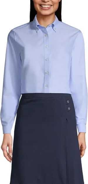 Lands' End School Uniform Women's Long Sleeve Oxford Dress Shirt