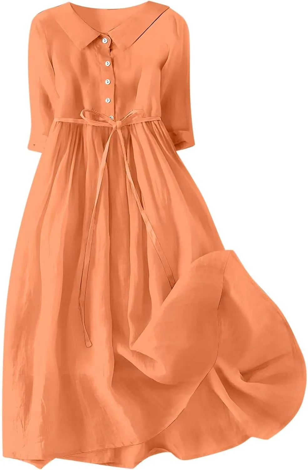 Lastesso Dresses for Women 2024 Casual Button Down Tie Knot Short Sleeve Maxi Dresses Cute Flower Printing Long Dresses